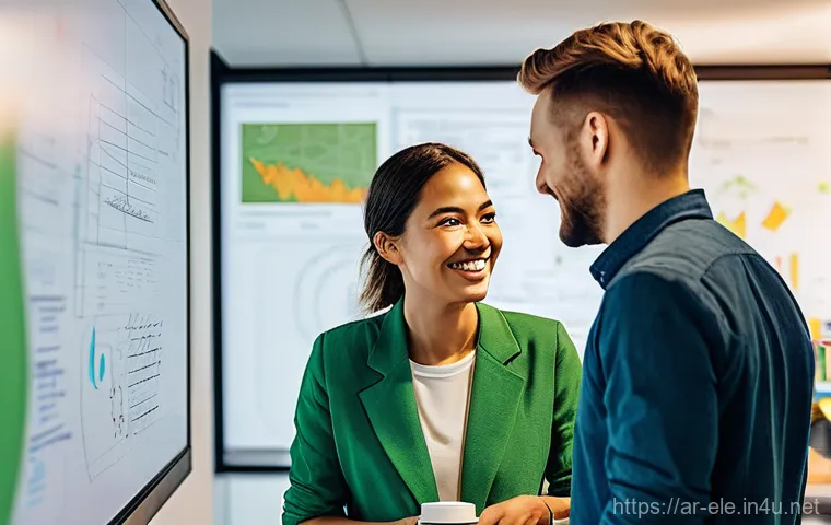 전기분야 이직 준비 체크리스트 - **Prompt 2: Engaging at a Green Energy Conference**
"A diverse group of professionals, two men a... 전기분야 이직 준비 체크리스트 - **Prompt 2: Engaging at a Green Energy Conference**
"A diverse group of professionals, two men a...