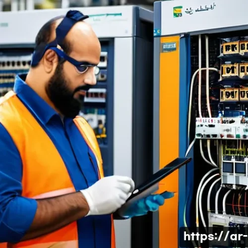 Home 29 전기기사 연봉 협상 전략 - **Prompt: Expert Electrician at Work in a Modern Setting**
A highly skilled Arab male electricia...