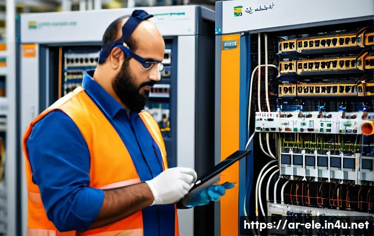 전기기사 연봉 협상 전략 - **Prompt: Expert Electrician at Work in a Modern Setting**
A highly skilled Arab male electricia...