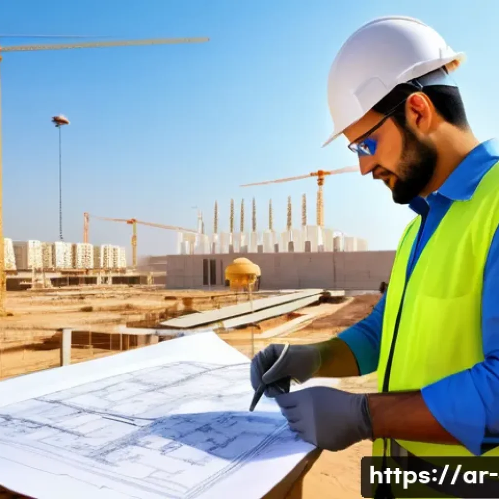 전기기사와 전기공사기사의 상호 보완적 역할 - A detailed scene of an Arab electrical engineer and an electrician collaborating on a large-scale el...