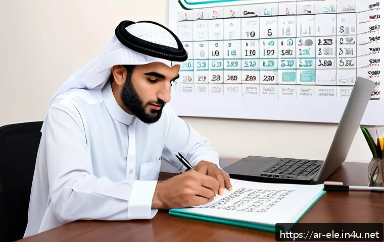 전기기사 시험 응시료 절약법 - A focused young Arab electrical engineer in professional attire studying at a modern desk with Arabi...