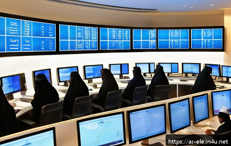 전기분야에서의 고객 신뢰 구축 사례 - A modern Middle Eastern electricity company customer service center, featuring a diverse group of fr...