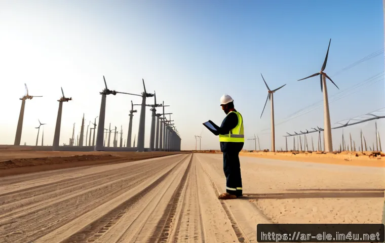 Home 16 전기공사기사와 대규모 발전소 프로젝트 - Photorealistic wide-angle scene of a large modern power generation plant under construction in a Mid...